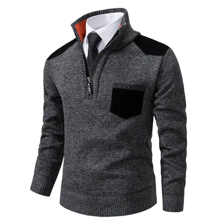 Luxury Cashmere Men's Pullover - Archer-Dark Gray-M-Nora Luxe