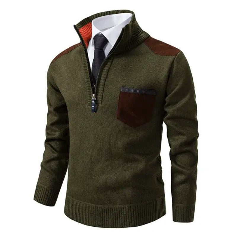 Luxury Cashmere Men's Pullover - Archer-Green-M-Nora Luxe