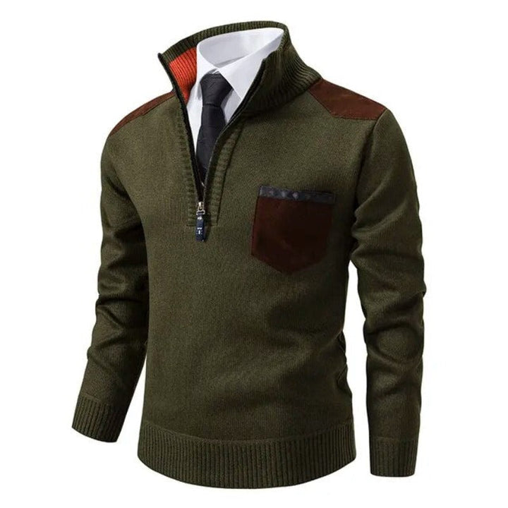 Luxury Cashmere Men's Pullover - Archer-Green-M-Nora Luxe