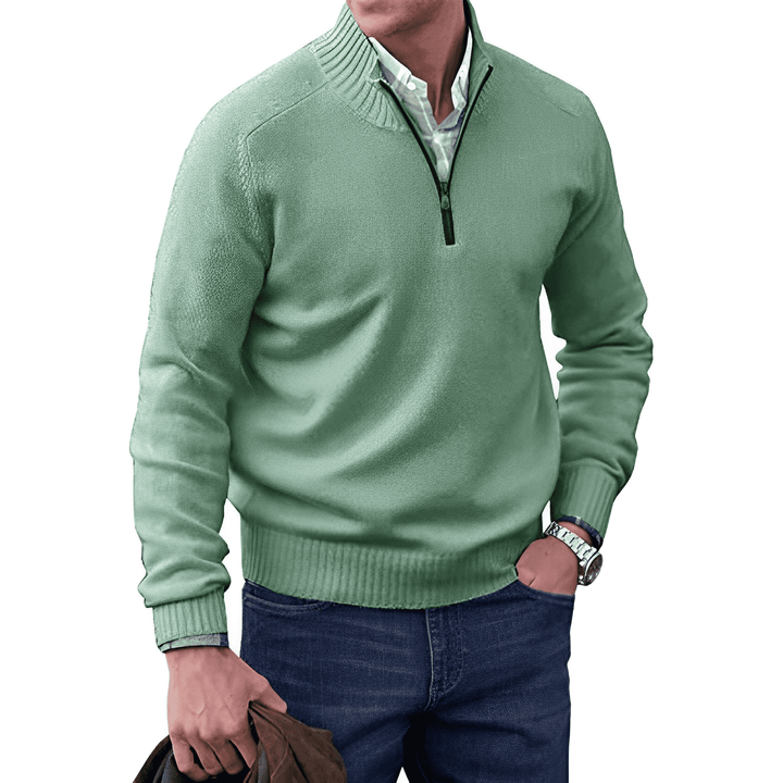 Luxury Cashmere Men's Sweater with Zip - Lucas-Green-XS-Nora Luxe