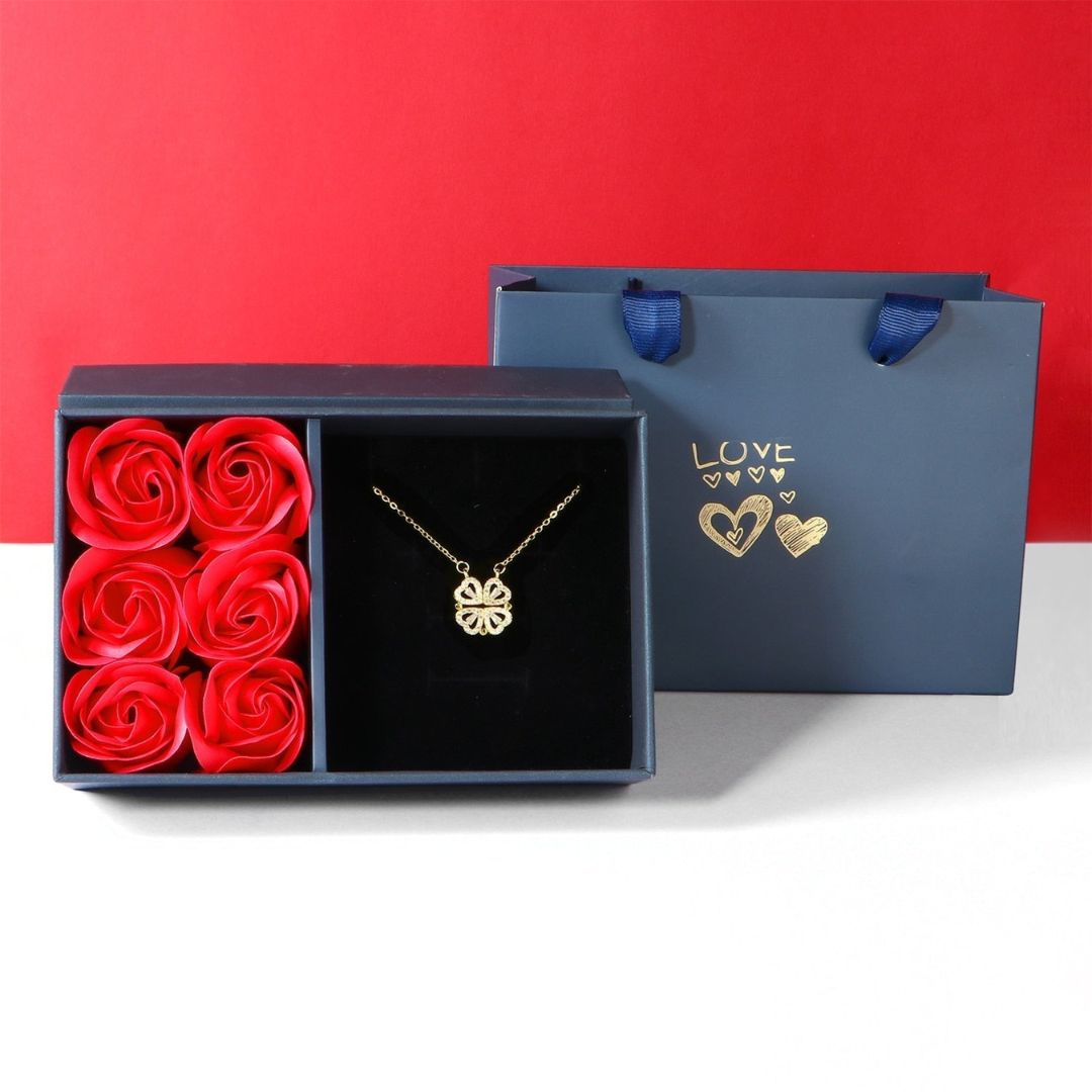 Luxury Diamond Necklace - Livia-Gold with Roses-Nora Luxe