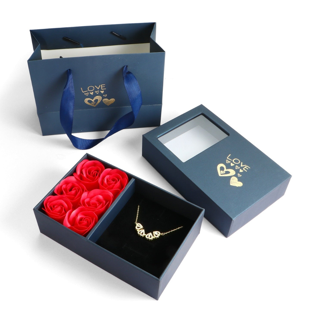 Luxury Diamond Necklace - Livia-Gold with Roses-Nora Luxe