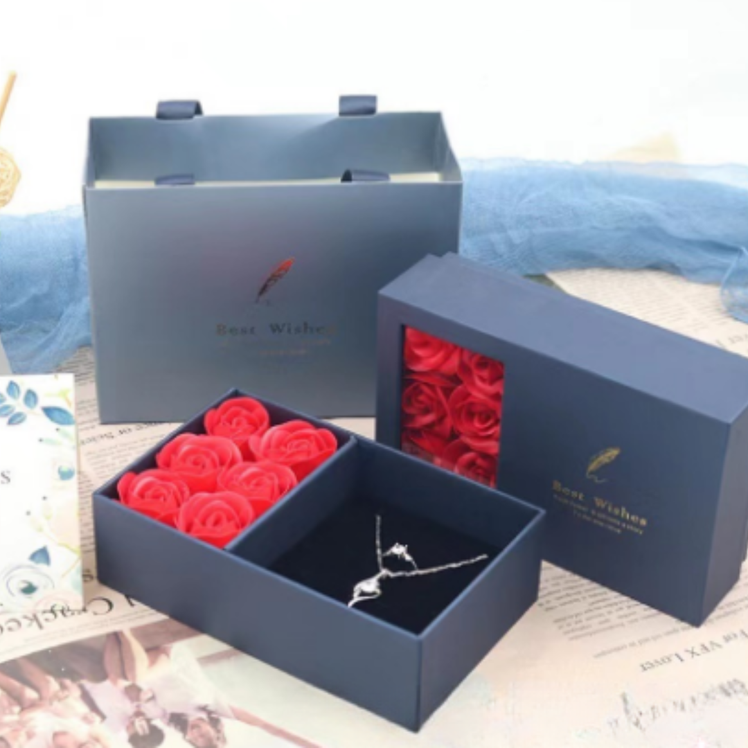 Luxury Diamond Necklace - Livia-Gold with Roses-Nora Luxe