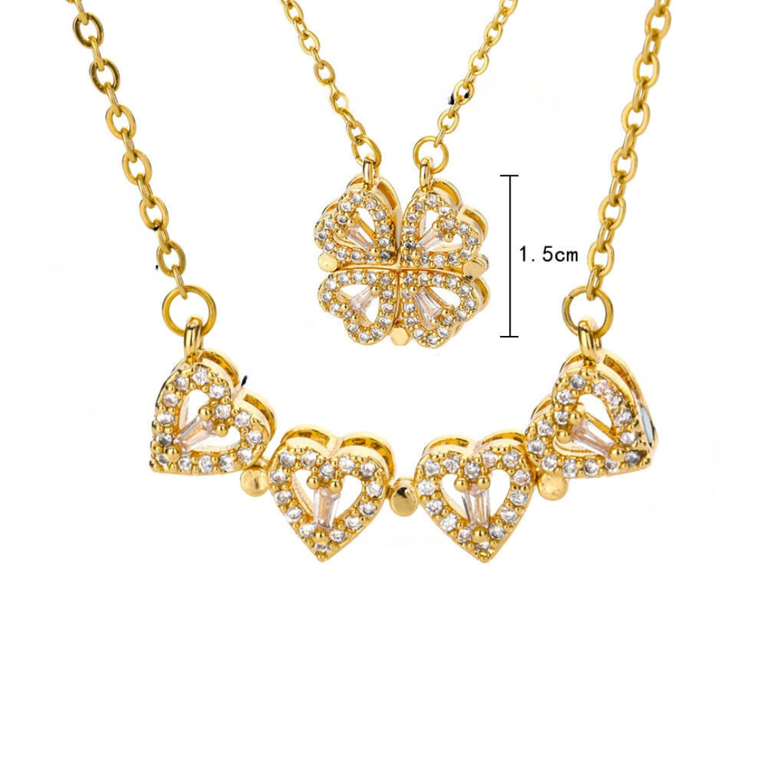 Luxury Diamond Necklace - Livia-Gold with Roses-Nora Luxe