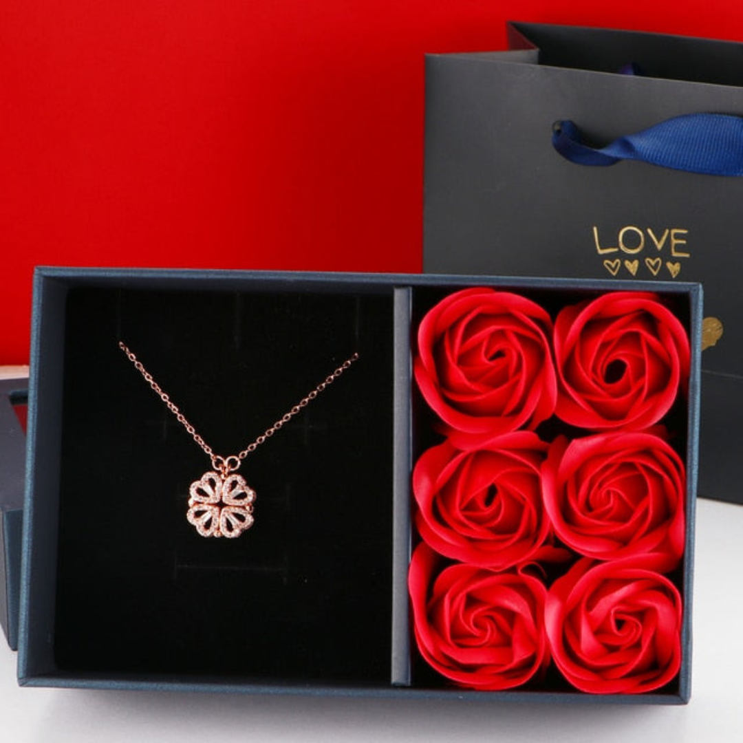 Luxury Diamond Necklace - Livia-Rose Gold with Roses-Nora Luxe