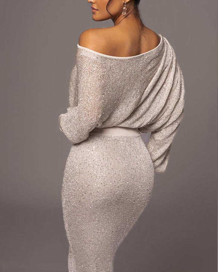 Luxury Evening Dress - Evelina-Silver-S-Nora Luxe