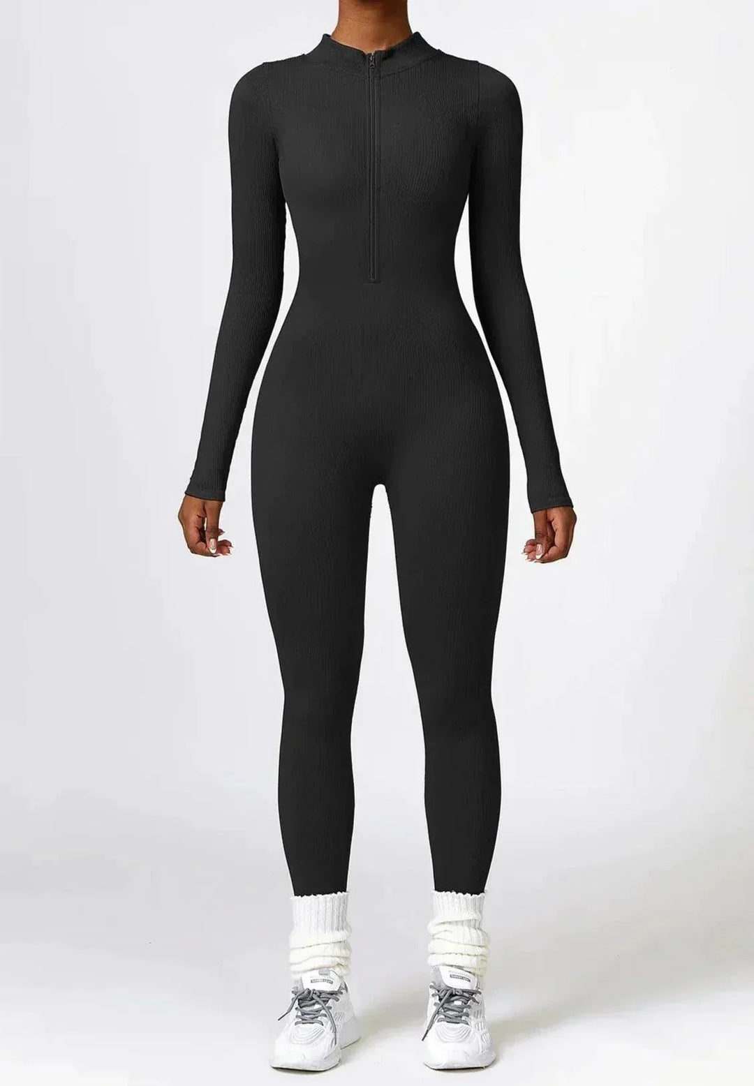 Luxury Full-Body Romper with Long Sleeves - Lisa-Black-XS-Nora Luxe