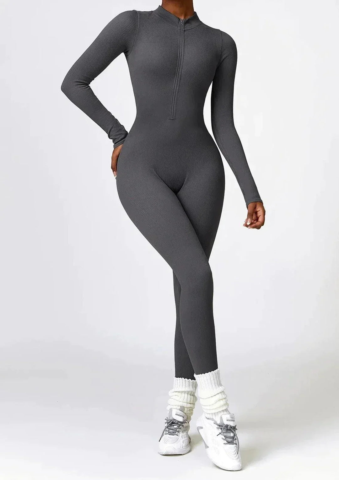 Luxury Full-Body Romper with Long Sleeves - Lisa-Black-XS-Nora Luxe