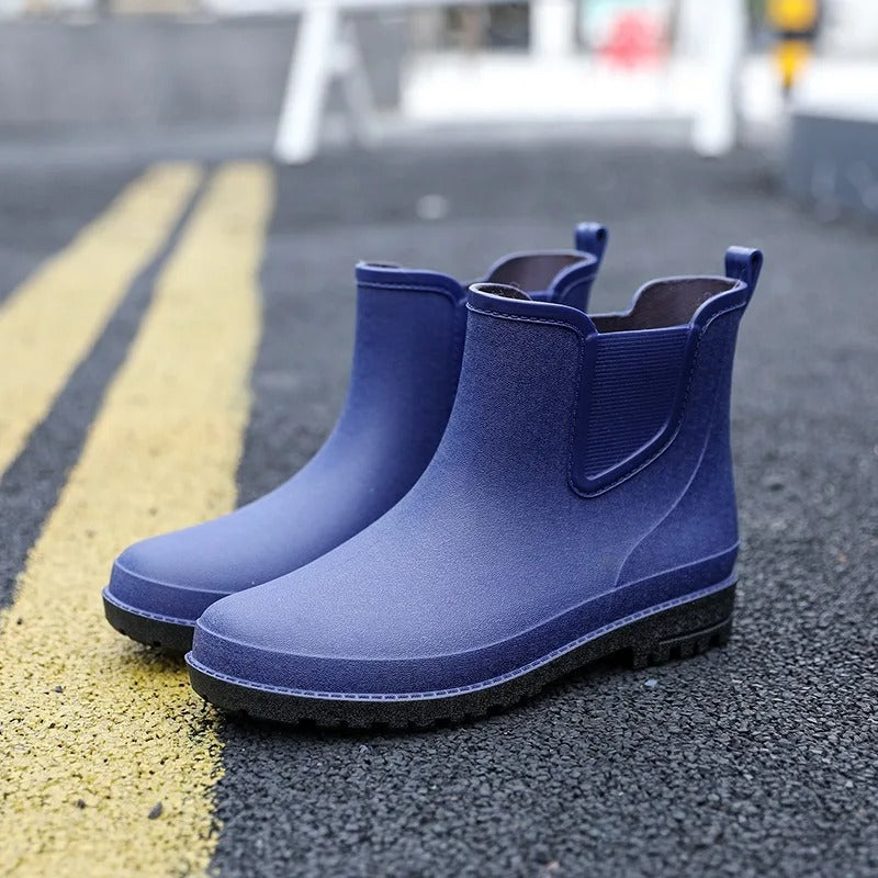 Luxury Half-height Waterproof Men’s Rain Boots - Lucas Rain Walk-Blue-7.0-Nora Luxe