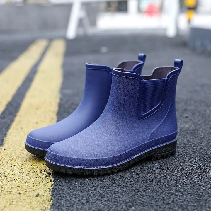 Luxury Half-height Waterproof Men’s Rain Boots - Lucas Rain Walk-Blue-7.0-Nora Luxe