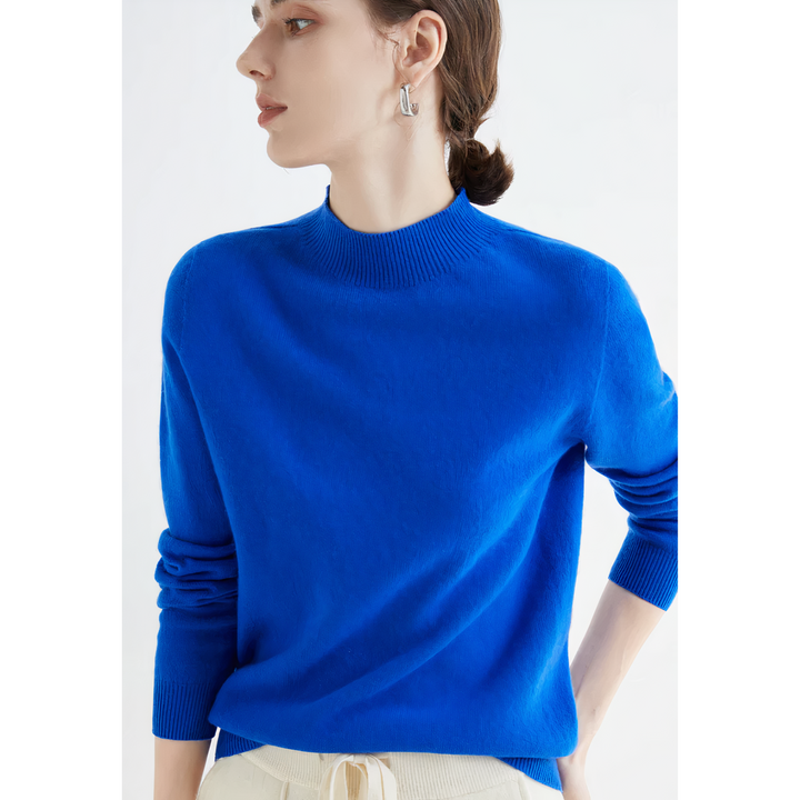Luxury Knitted Cashmere Sweater for Women - Evelina-Blue-S-Nora Luxe