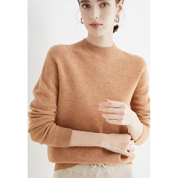 Luxury Knitted Cashmere Sweater for Women - Evelina-Gold-S-Nora Luxe