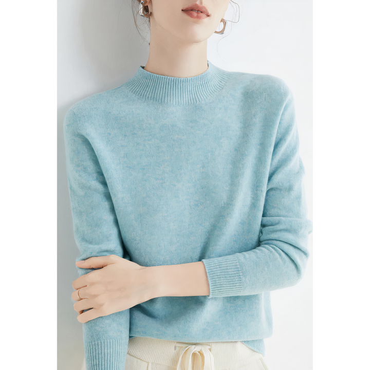 Luxury Knitted Cashmere Sweater for Women - Evelina-Heavenly blue-S-Nora Luxe