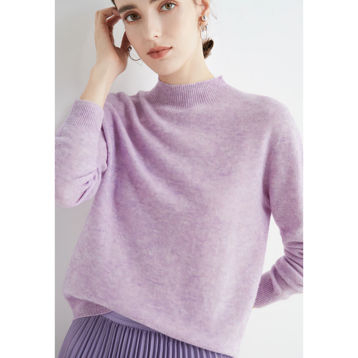 Luxury Knitted Cashmere Sweater for Women - Evelina-Lavender-S-Nora Luxe