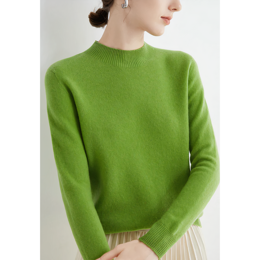 Luxury Knitted Cashmere Sweater for Women - Evelina-Light green-S-Nora Luxe