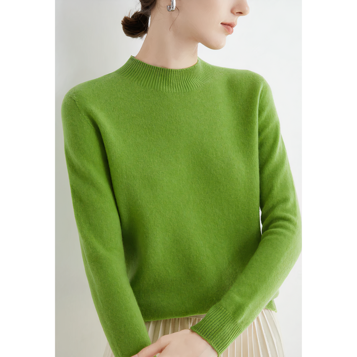 Luxury Knitted Cashmere Sweater for Women - Evelina-Light green-S-Nora Luxe