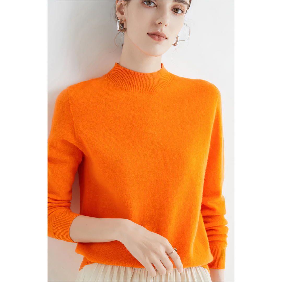 Luxury Knitted Cashmere Sweater for Women - Evelina-Orange-S-Nora Luxe