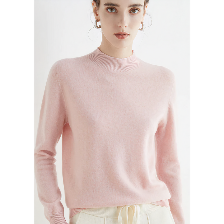 Luxury Knitted Cashmere Sweater for Women - Evelina-Pink-S-Nora Luxe
