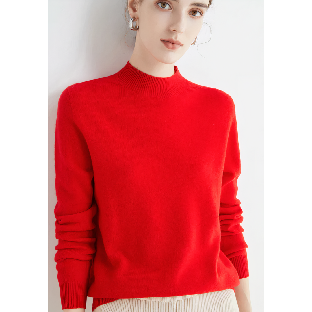 Luxury Knitted Cashmere Sweater for Women - Evelina-Red-S-Nora Luxe
