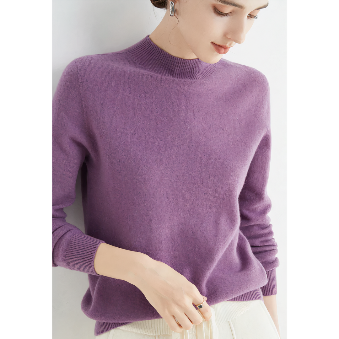 Luxury Knitted Cashmere Sweater for Women - Evelina-Violet-S-Nora Luxe