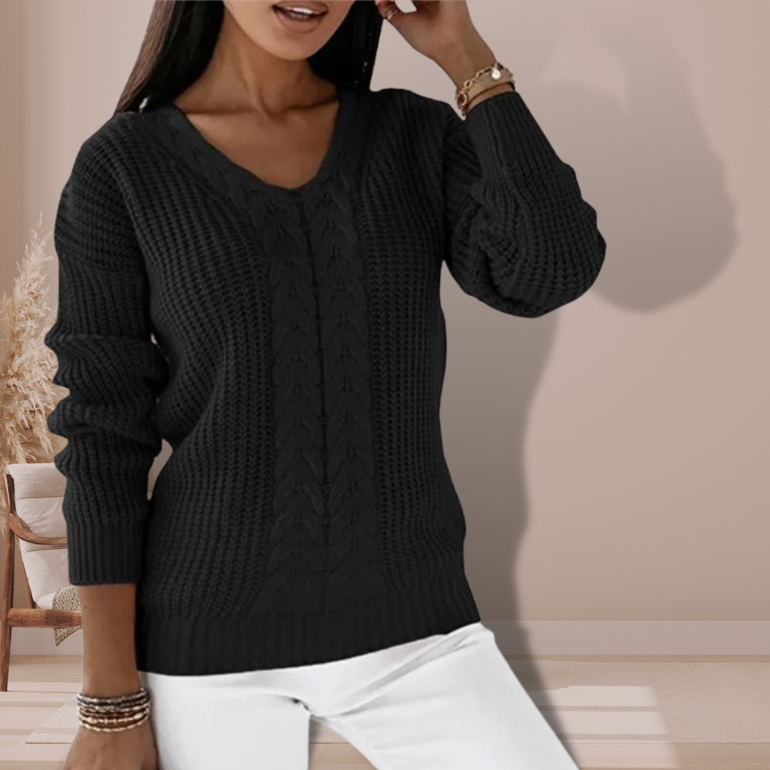 Luxury Knitted Ladies' Sweater - Vivienne-Black-S-Nora Luxe
