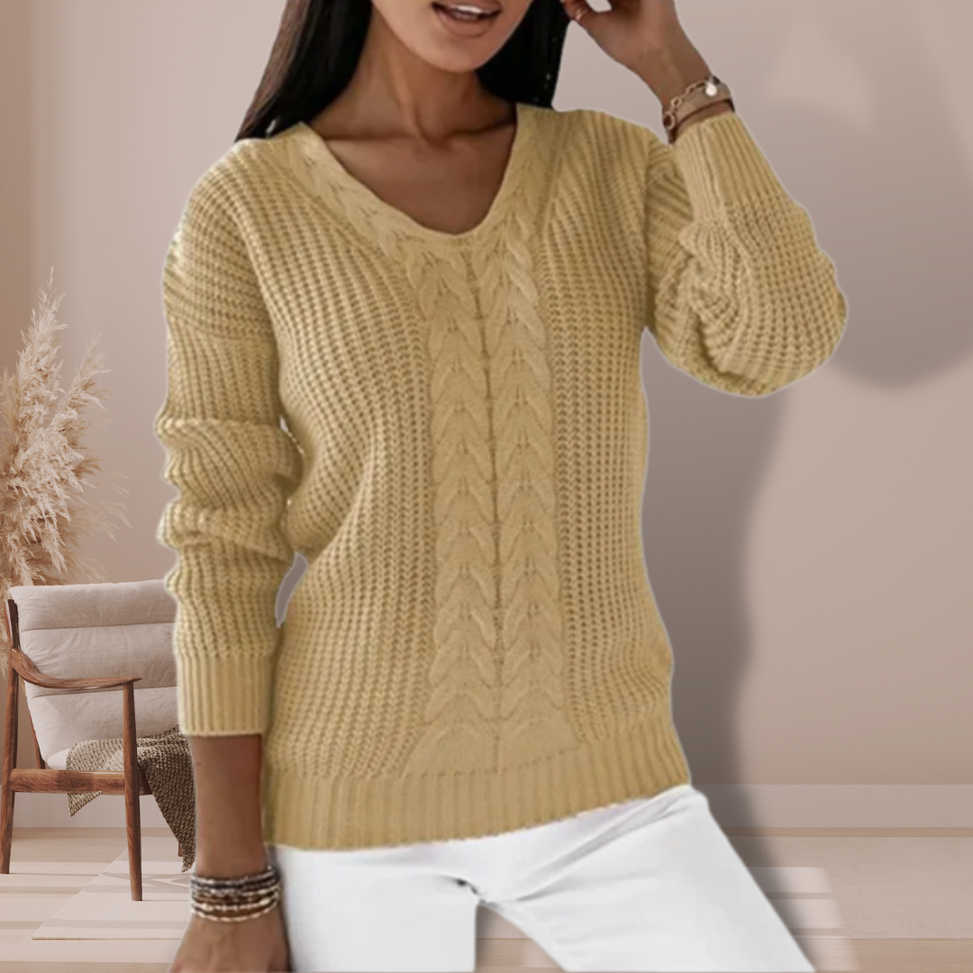 Luxury Knitted Ladies' Sweater - Vivienne-Yellow-S-Nora Luxe