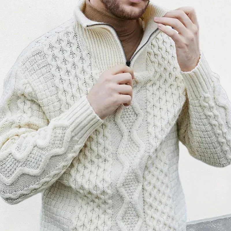 Luxury Knitted Sweater for Men - KnitCraft-Black-M-Nora Luxe