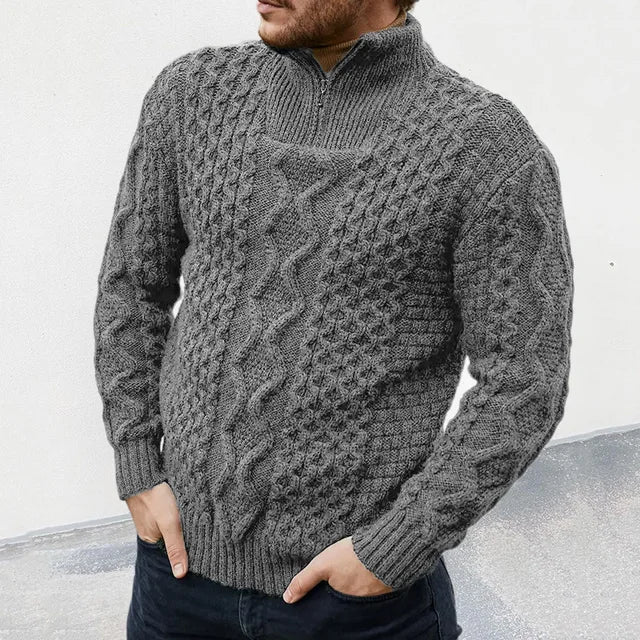 Luxury Knitted Sweater for Men - KnitCraft-Gray-M-Nora Luxe