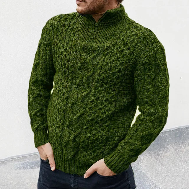 Luxury Knitted Sweater for Men - KnitCraft-Green-M-Nora Luxe