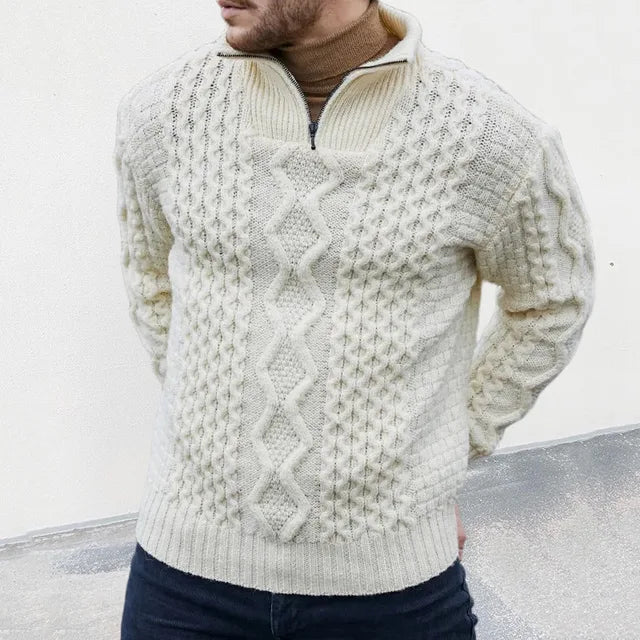 Luxury Knitted Sweater for Men - KnitCraft-White-M-Nora Luxe