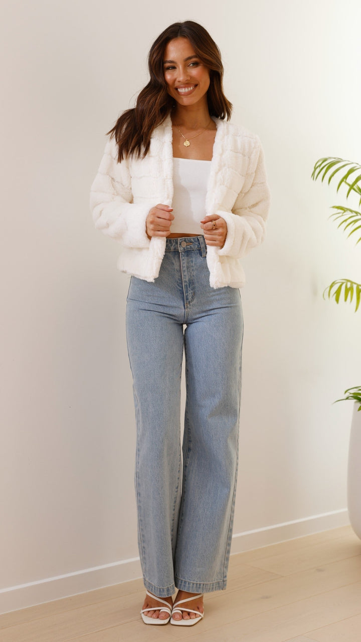 Luxury Ladies Crop Jacket - Veloura-White-XS-Nora Luxe