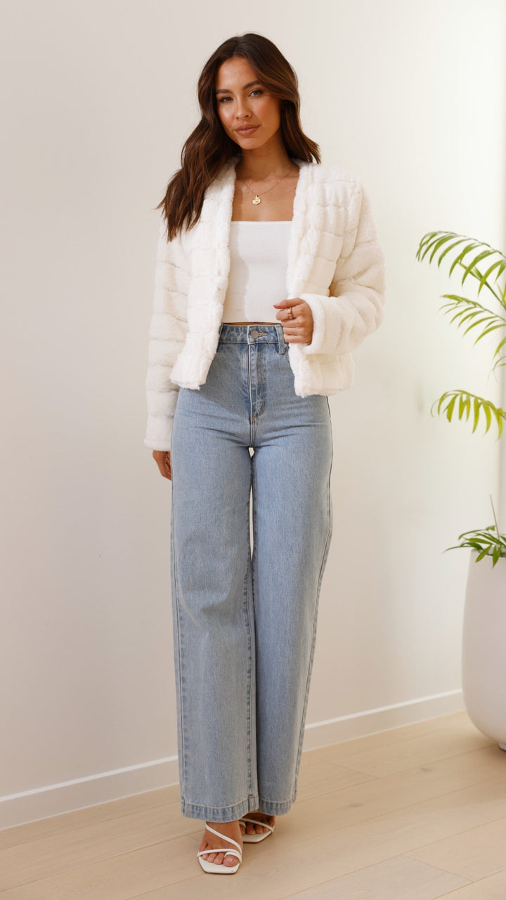 Luxury Ladies Crop Jacket - Veloura-White-XS-Nora Luxe