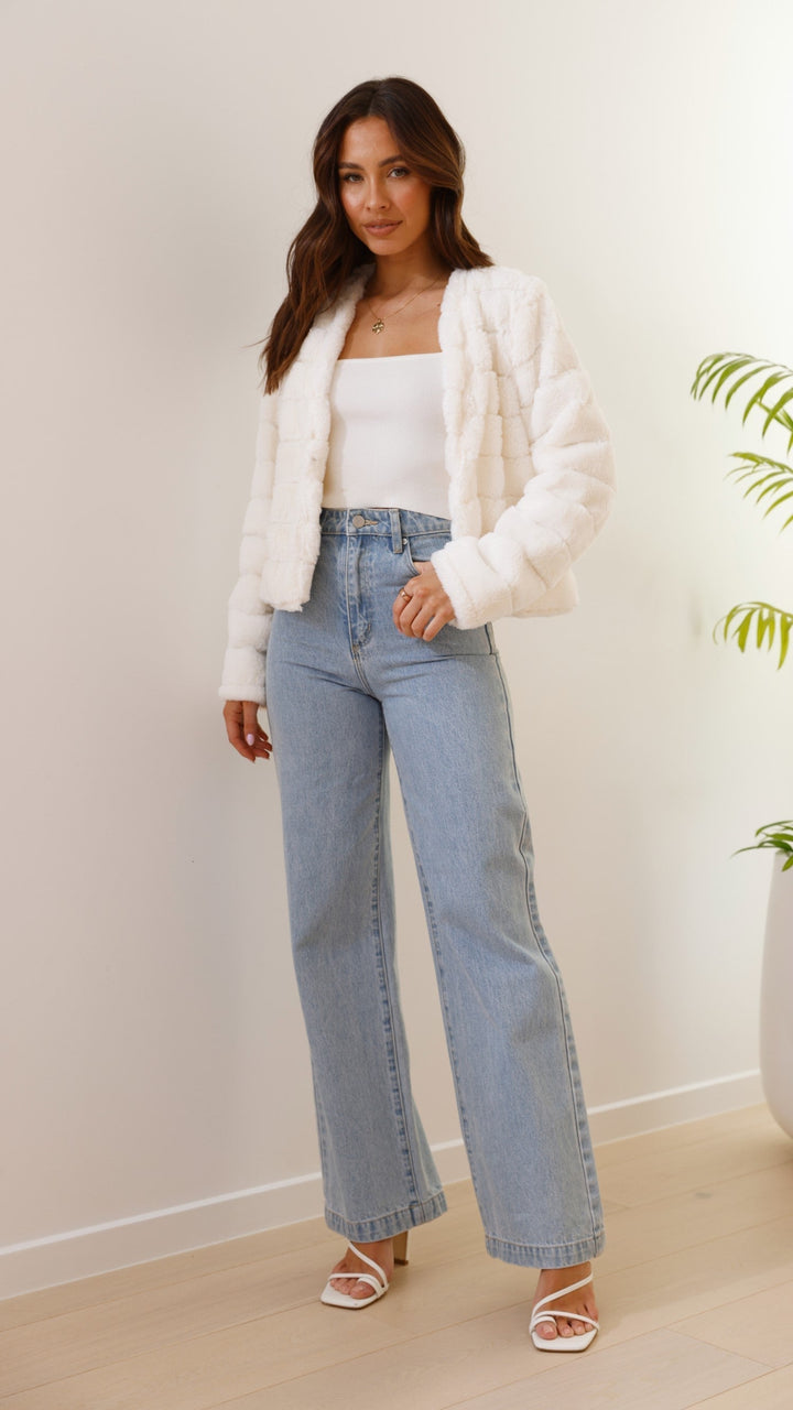 Luxury Ladies Crop Jacket - Veloura-White-XS-Nora Luxe