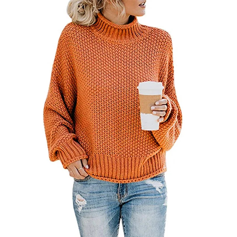 Luxury Ladies Roll Neck - Emma-Orange-S-Nora Luxe