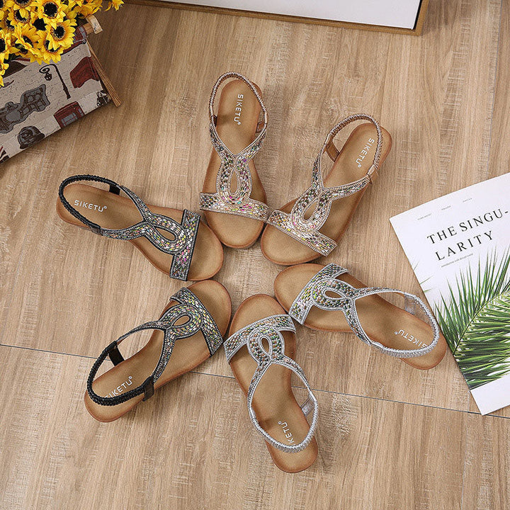 Luxury Ladies' Sandals with Wedge Heel – Celeste-Black-3-State of Style