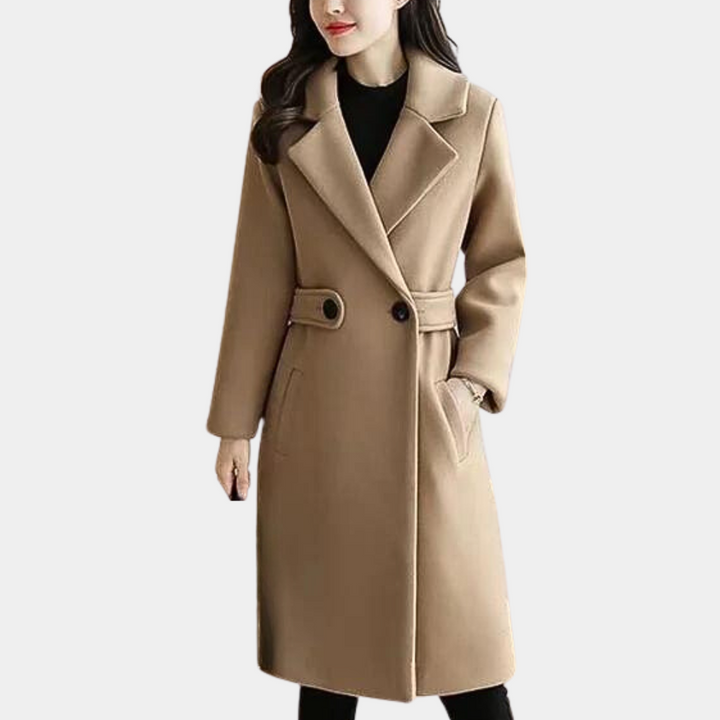 Luxury Ladies Winter Coat - Elise-Khaki-XS-Nora Luxe