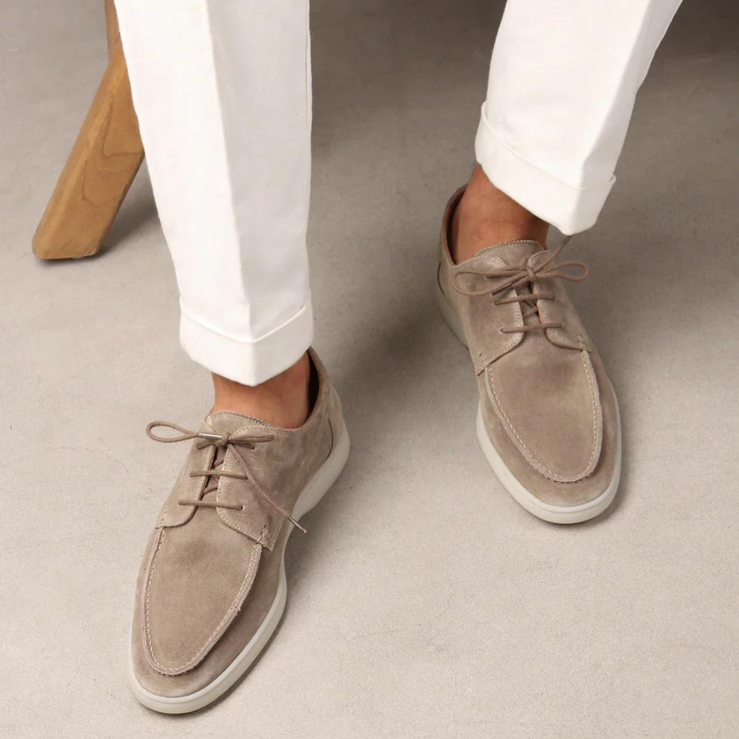Luxury Leather Lace-up Loafers for Men - Diederik-Beige-6.0-Nora Luxe