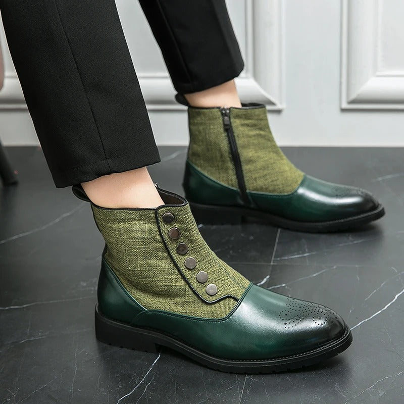 Luxury Leather Men's Boots - Levi-Green-5.0-Nora Luxe