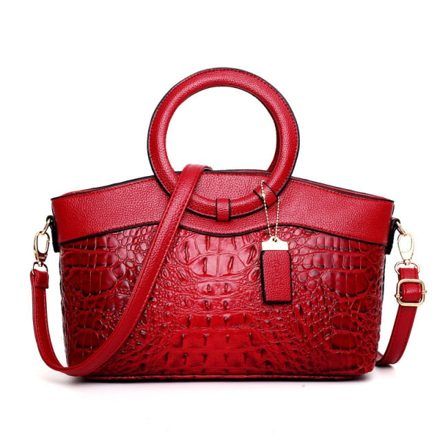 Luxury Leather Shoulder Bag - Liva-Red-Nora Luxe