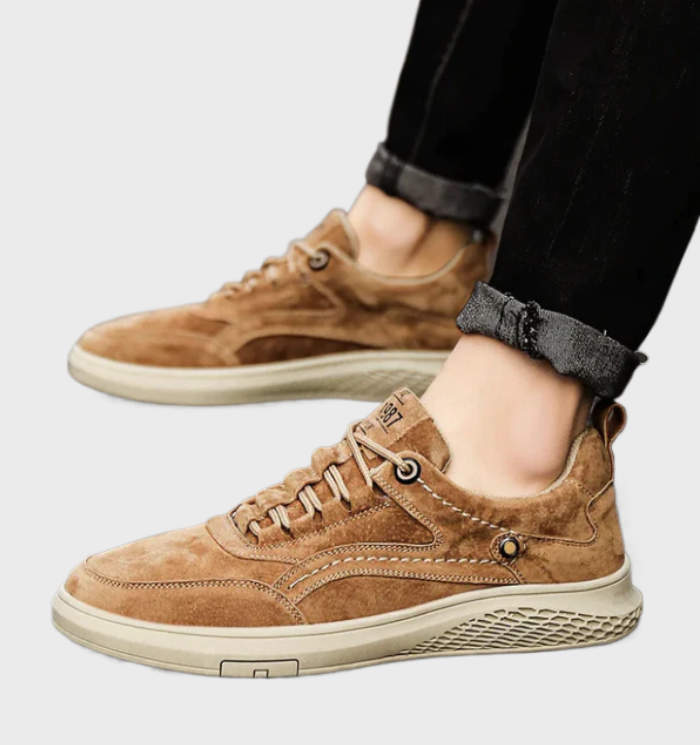 Luxury Leather Sneakers with Lace-Up Closure - Victor-5.5-Gray-Nora Luxe