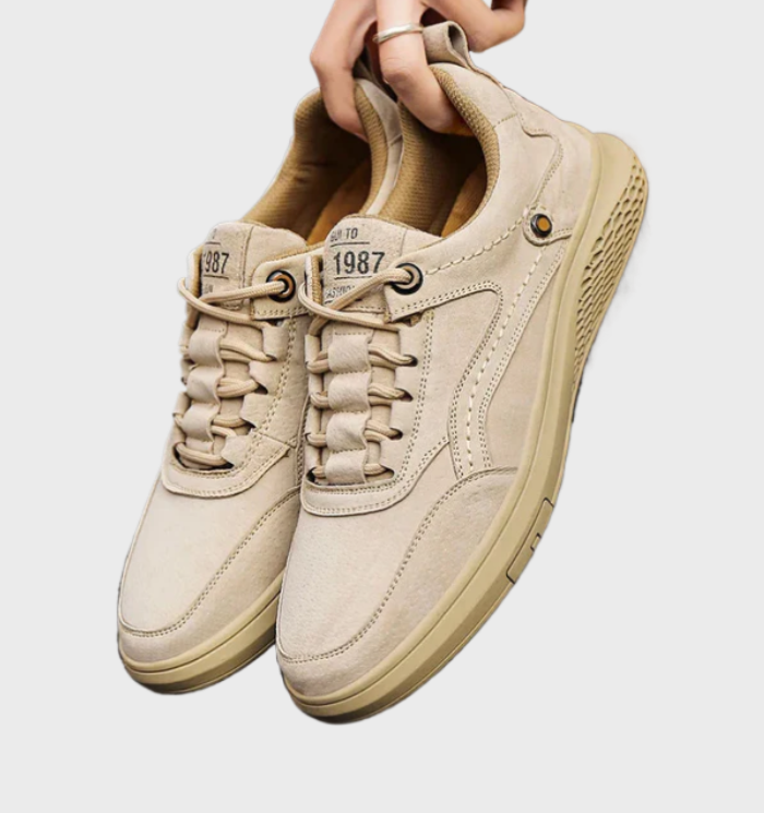 Luxury Leather Sneakers with Lace-Up Closure - Victor-5.5-Gray-Nora Luxe