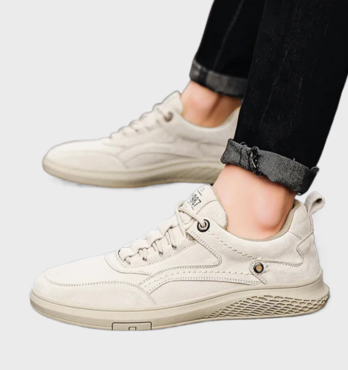Luxury Leather Sneakers with Lace-Up Closure - Victor-5.5-Gray-Nora Luxe