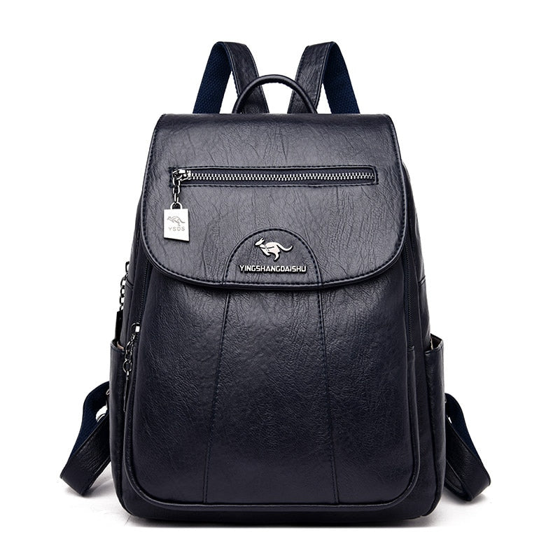 Luxury Leather Women's Backpack - Isolde-Blue-Nora Luxe