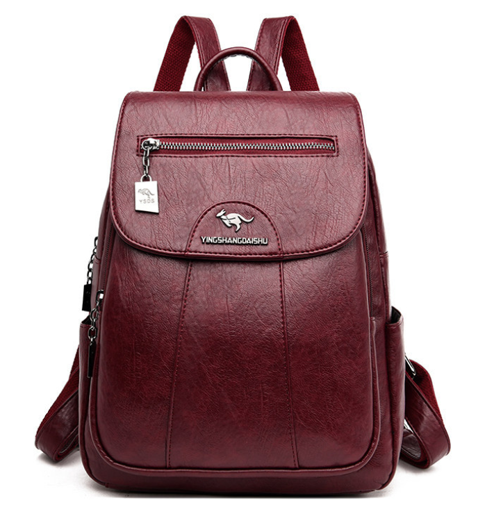 Luxury Leather Women's Backpack - Isolde-Bordeaux red-Nora Luxe