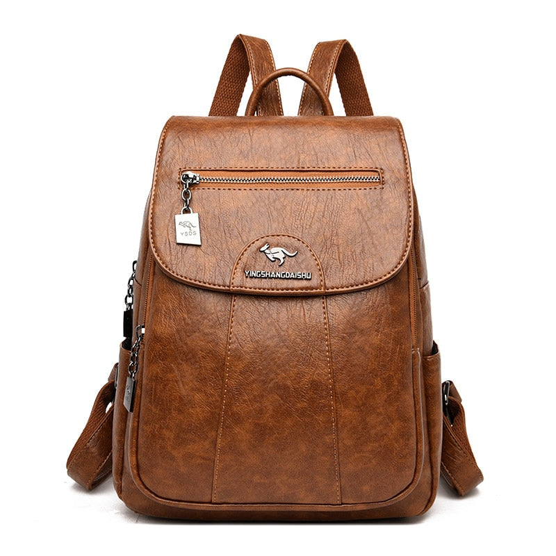 Luxury Leather Women's Backpack - Isolde-Brown-Nora Luxe