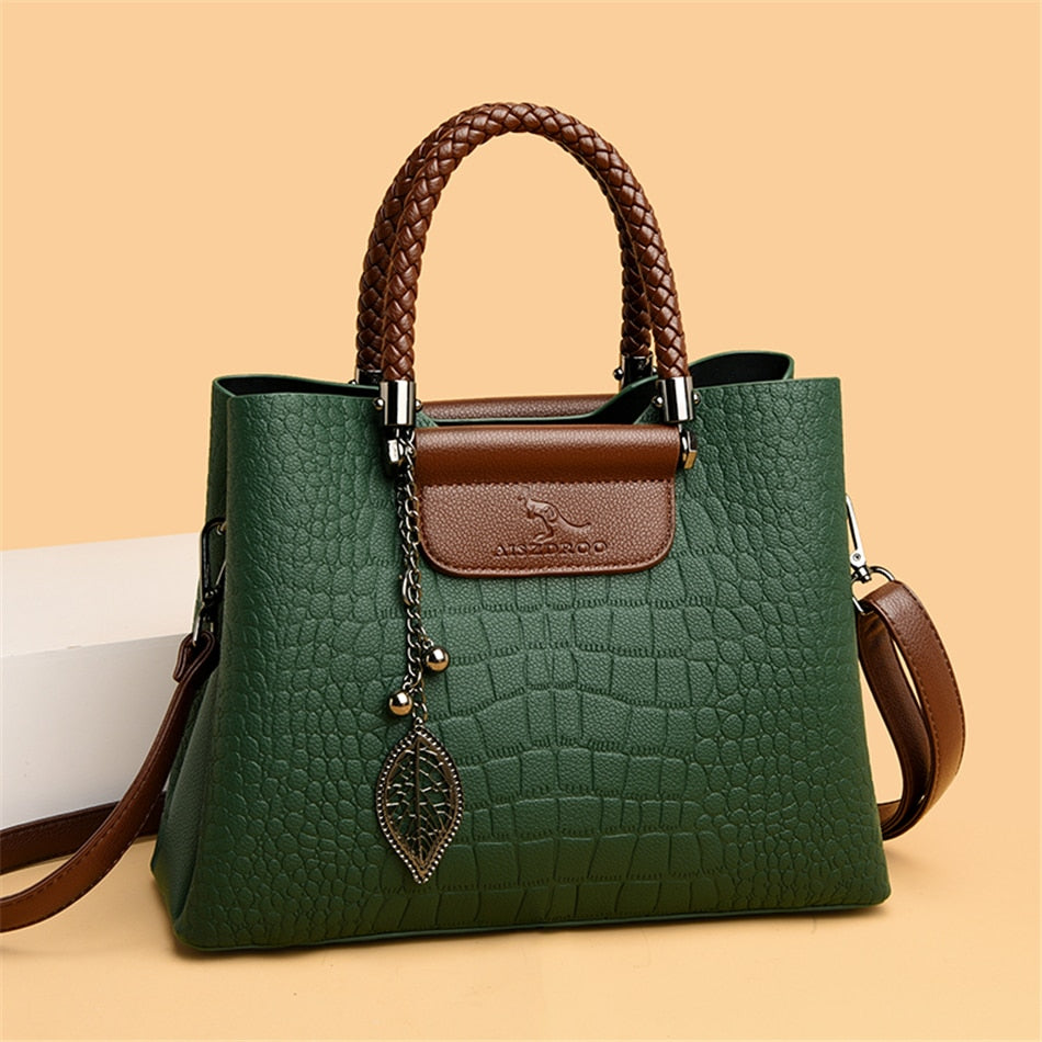 Luxury Leather Women's Handbag - Amara-Green-Nora Luxe