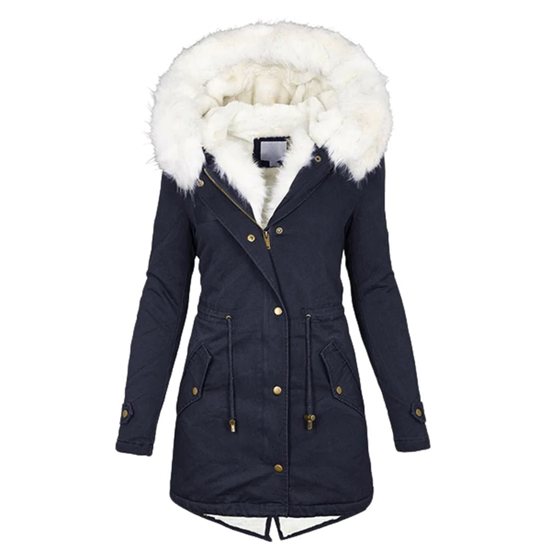 Luxury Lined Ladies Winter Coat - Elena-Blue-S-Nora Luxe