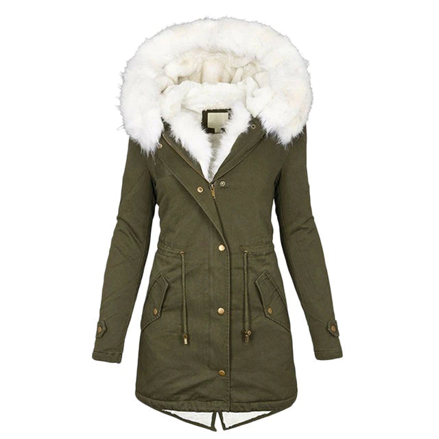 Luxury Lined Ladies Winter Coat - Elena-Green-S-Nora Luxe