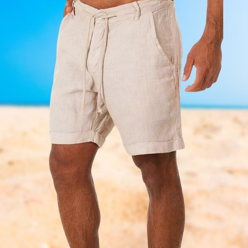 Luxury Linen Men's Shorts - Armand-Beige-S-Nora Luxe