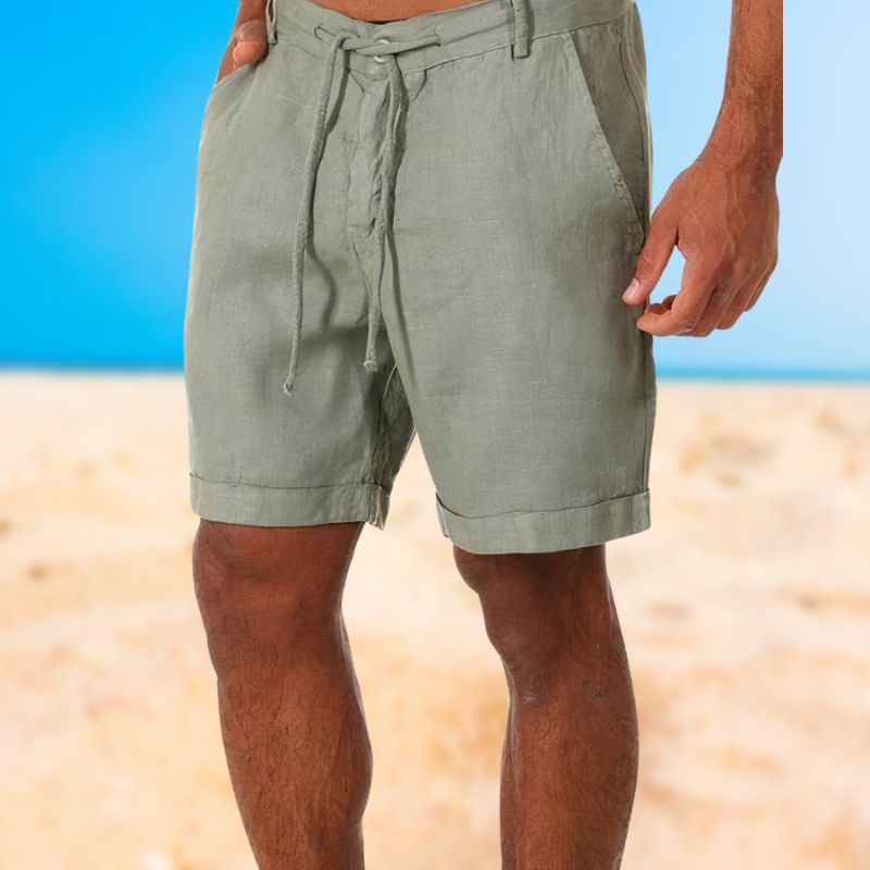 Luxury Linen Men's Shorts - Armand-Green-S-Nora Luxe